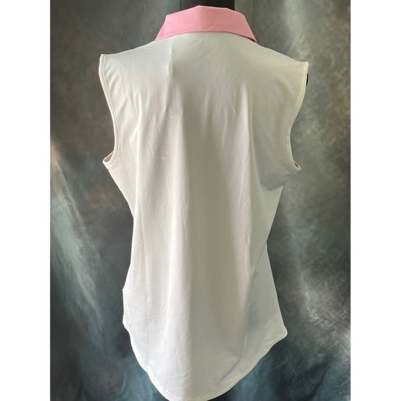 Puma Golf Sleeveless Polo Shirt Women's XL Pink White Athletic DryCELL Top - Picture 2 of 5